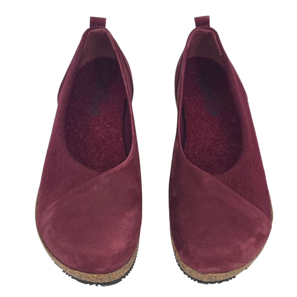 Stegmann Liesl Wedge Pump Womens 8.5 Burgundy Suede Cork Comfort Walking Shoes - Picture 3 of 10